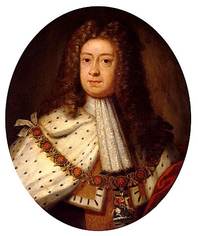 Portrait of George I of Great Britain, circa
                      1714 by Godfrey Kneller (Source:
                      https://commons.wikimedia.org/wiki/File:George_I_Oval.jpg)