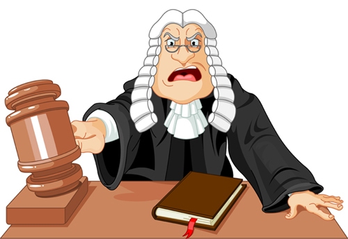 Judge pronouncing sentence by
                                  Puskin (Source:
Shutterstockhttps://www.shutterstock.com/image-vector/angry-judge-gavel-makes-verdict-law-154795955)