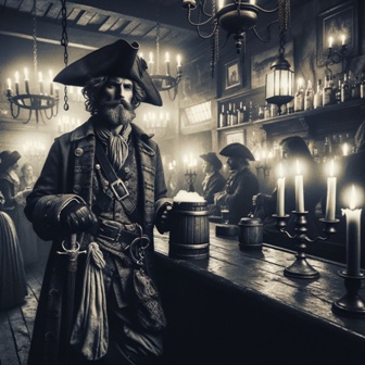 Pirate at 18th-century tavern (Source:
                      Shutterstock AI Generator:
https://www.shutterstock.com/image-generated/pirate-drinking-18th-century-tavern-night-2440867933)