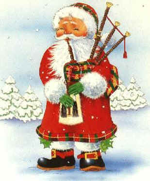 Santa playing
                            bagpipes